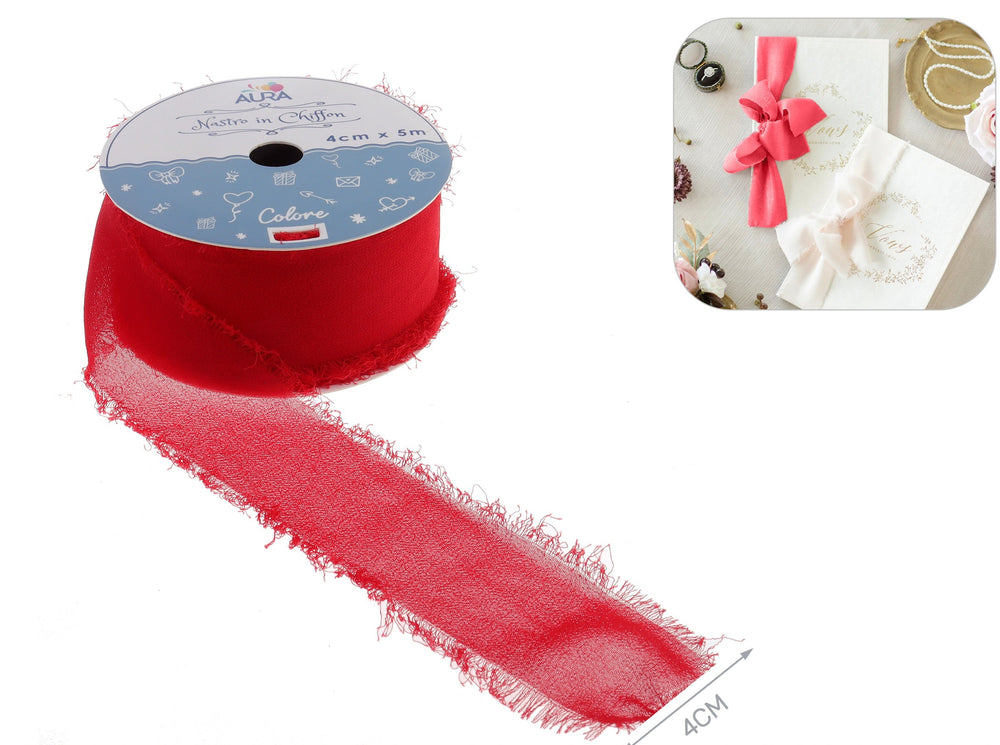 4cm x 5m red chiffon ribbon
