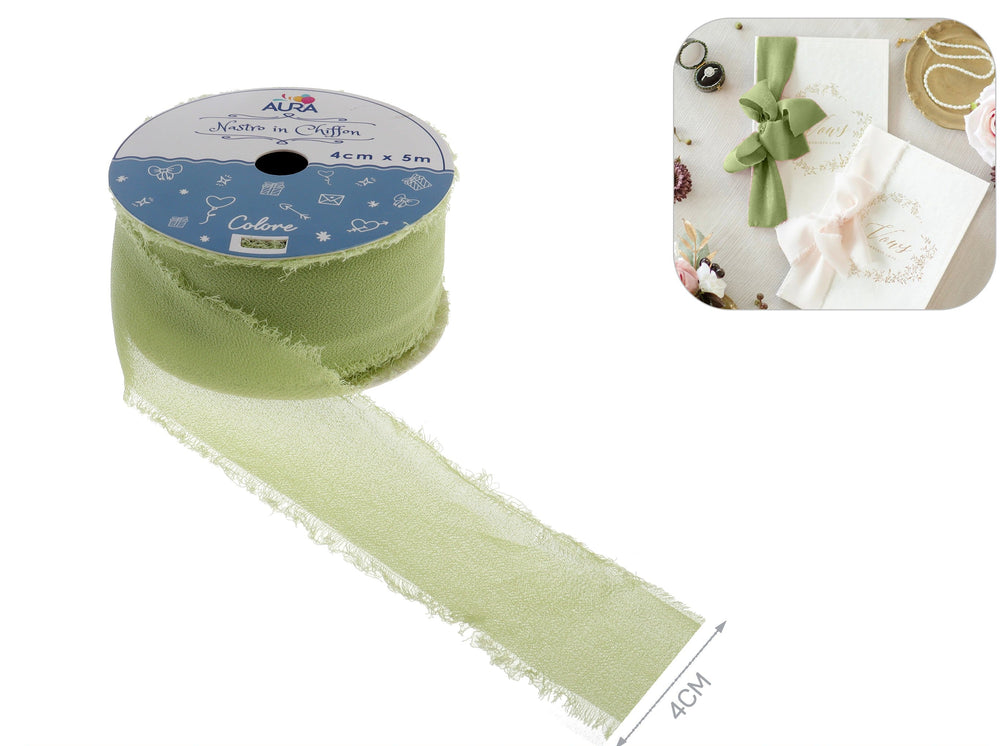 Chiffon ribbon 4cm x 5m green