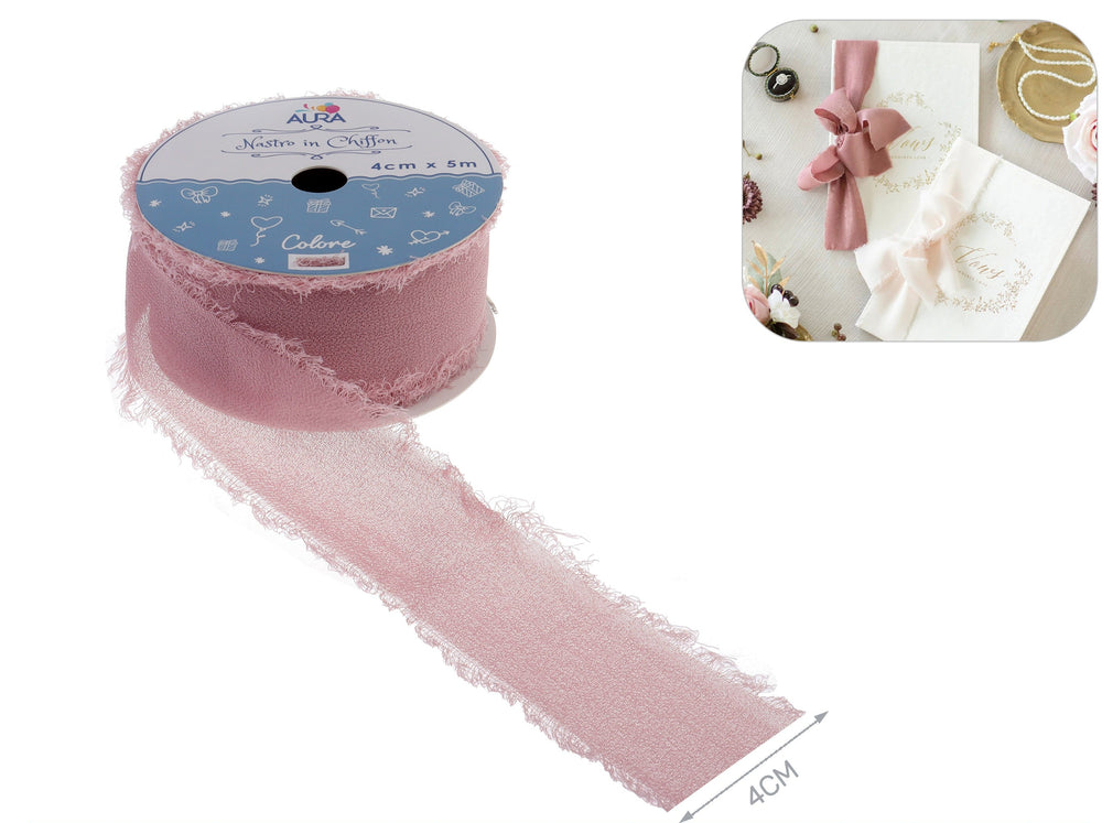 Chiffon Ribbon 4cm x 5m Mauve Pink