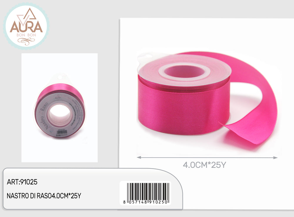 Nastro di raso 4cmx25y fuxia