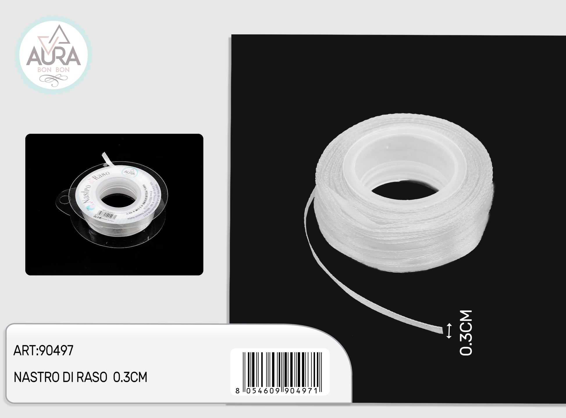 nastro di raso bianco 3mm
