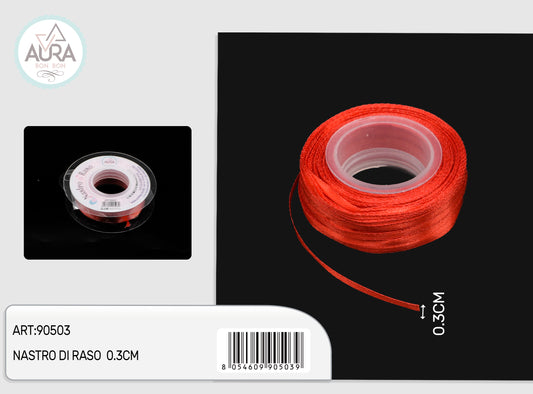 nastro raso rosso 3mm