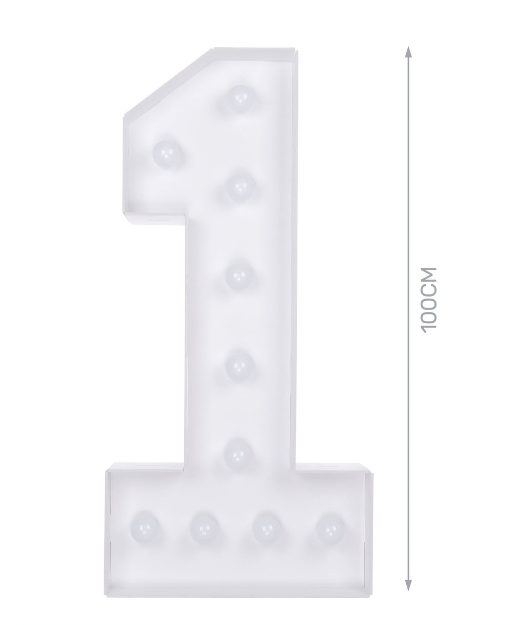 Numero 1 in cartone con luce calda