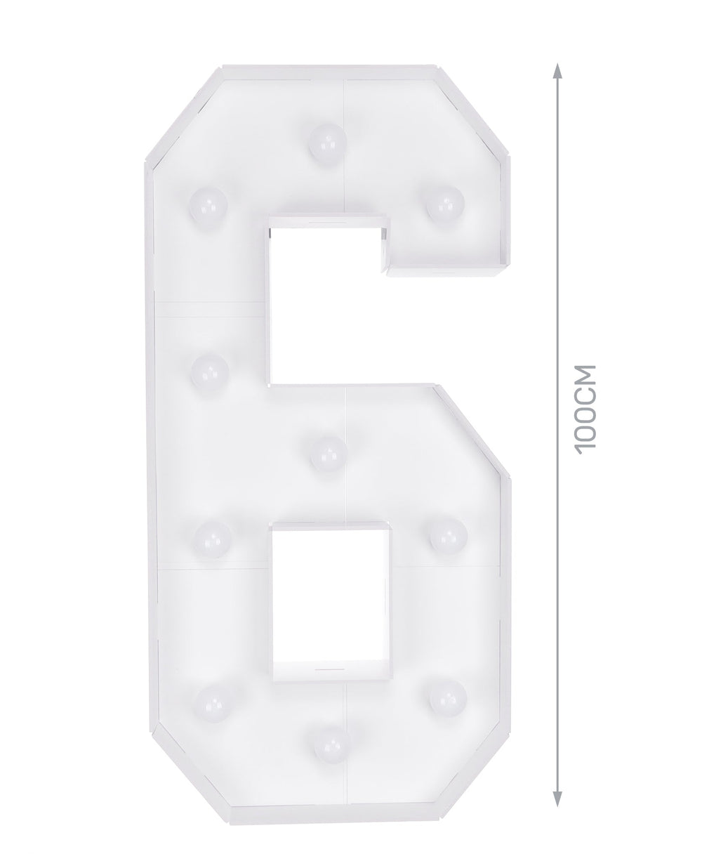 Cardboard number 6 with warm light