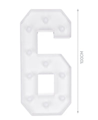 Numero 6 in cartone con luce calda