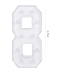 Numero 8 in cartone con luce calda