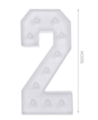 Numero 2 in cartone con luce calda