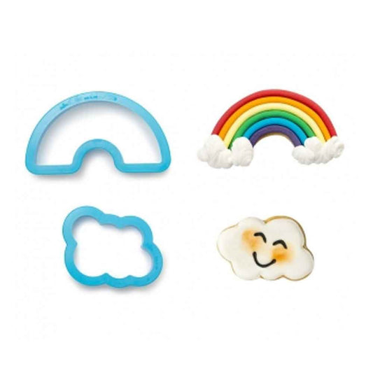 Set of 2 plastic rainbow and cloud cookie cutters