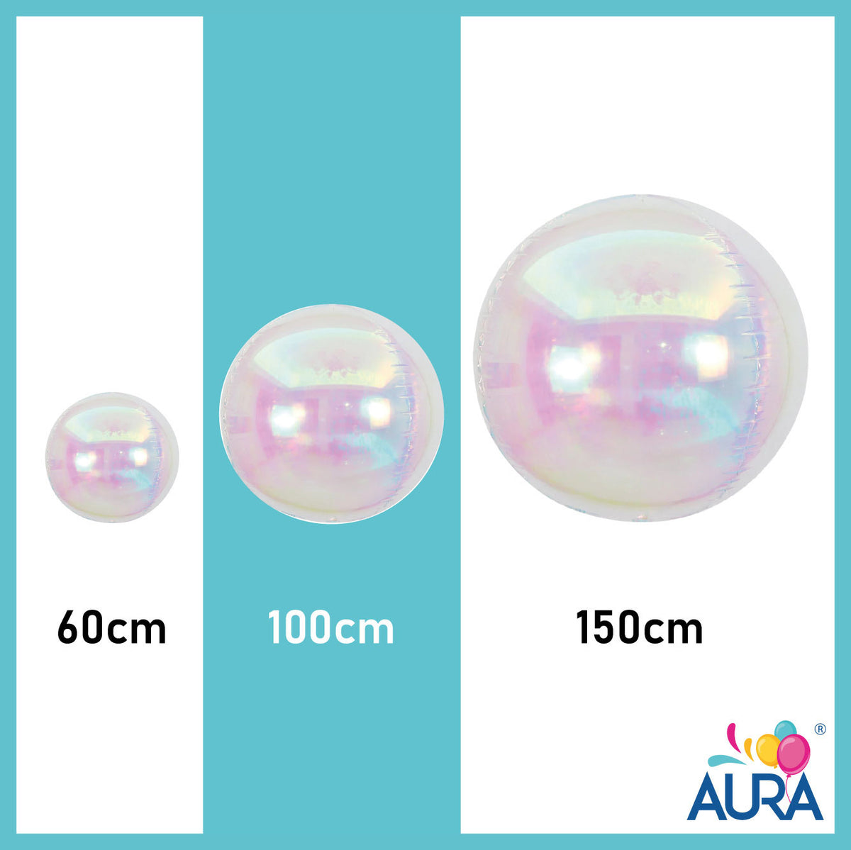 Orbs sfera gonfiabile iridescente Ø 100 cm – Aura, 1 pz