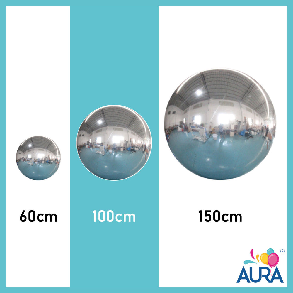 Orbs sfera gonfiabile argento Ø 100 cm – Aura, 1 pz