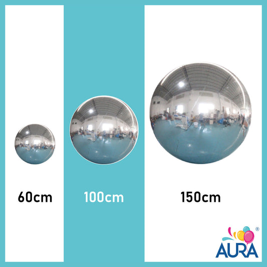 Orbs sfera gonfiabile argento Ø 100 cm – Aura, 1 pz