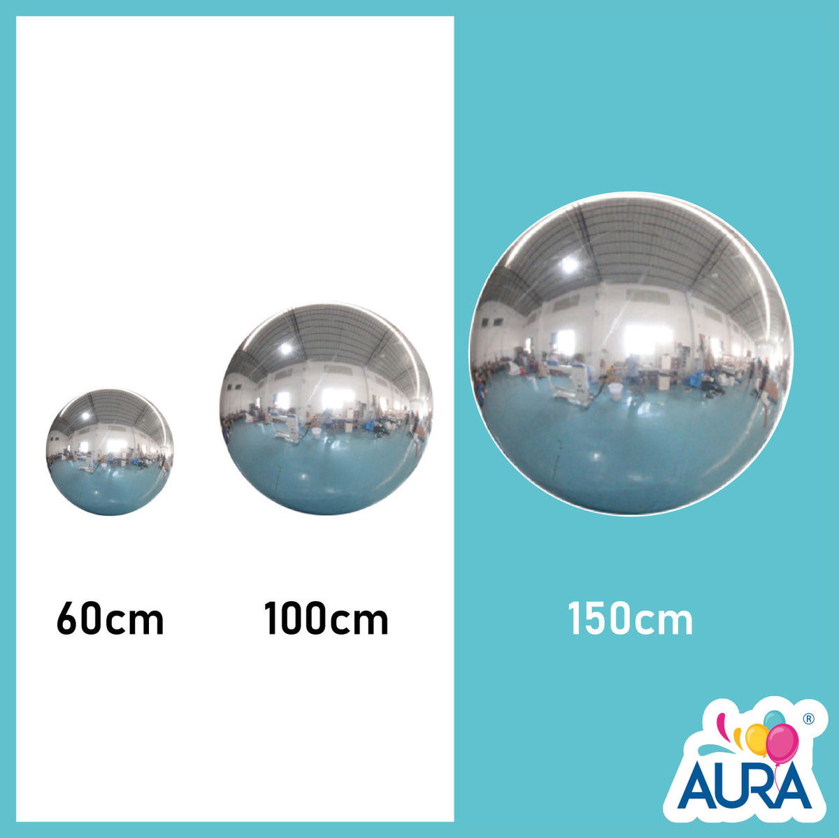 Orbs sfera gonfiabile argento Ø 150 cm – Aura, 1 pz