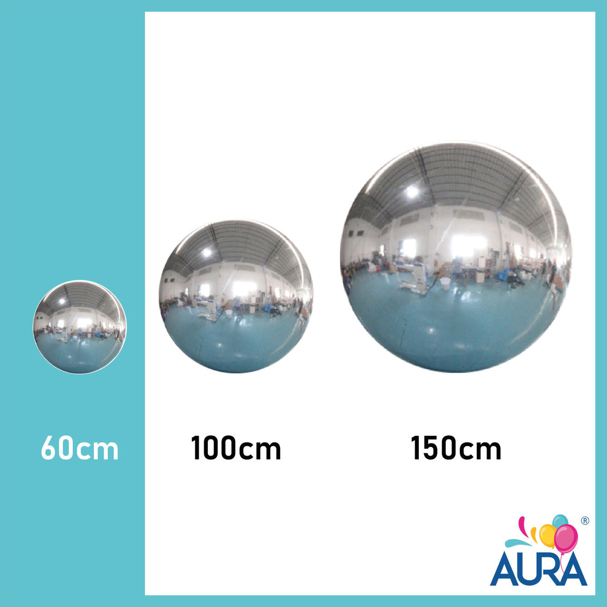 Orbs sfera gonfiabile argento Ø 60 cm – Aura, 1 pz