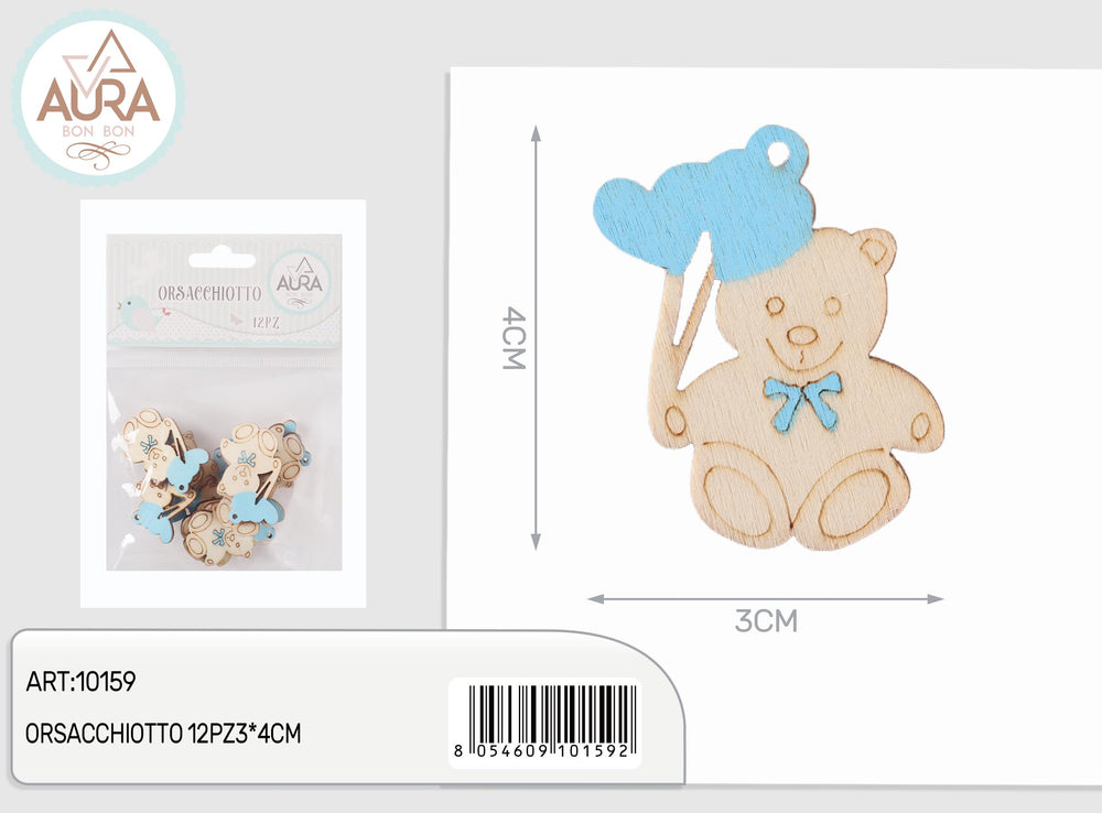 blue teddy bear 12pcs 3x4cm