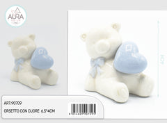 Orsetto con cuore celeste 6,5x4cm