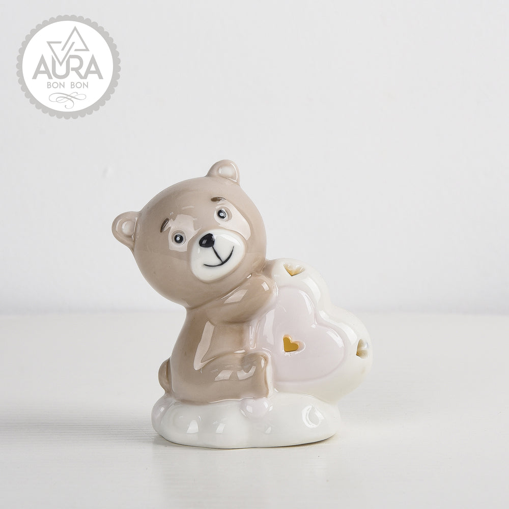 Pink teddy bear with light 9x5.8x10cm