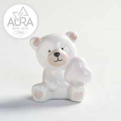 Teddy bear with pink heart 5.8x4.5x6.5cm
