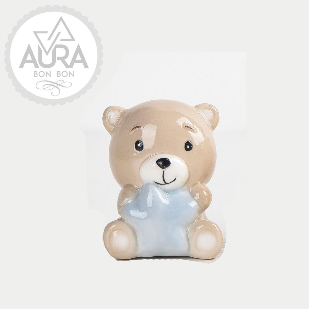 Blue teddy bear with star 5x4x6cm