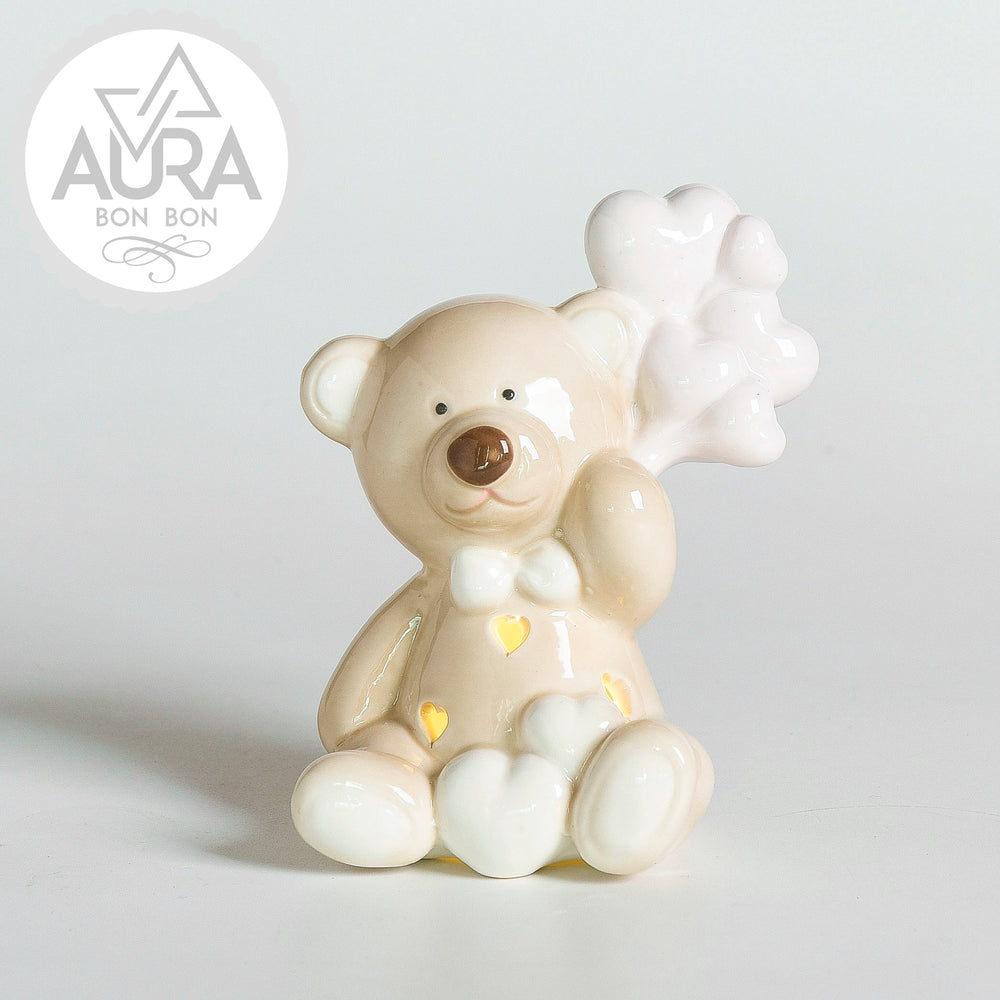 Teddy bear with pink balloons 8x7.5x11cm