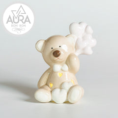 Orsetto con palloncini rosa 8x7,5x11cm