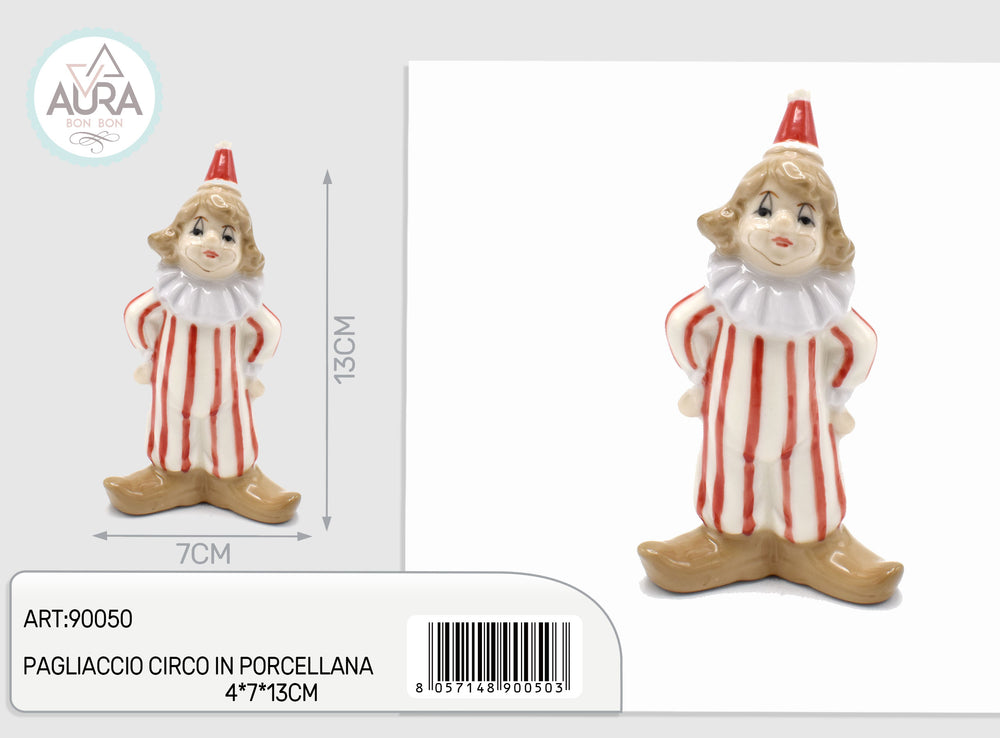 Red and white porcelain clown 4x7x13cm