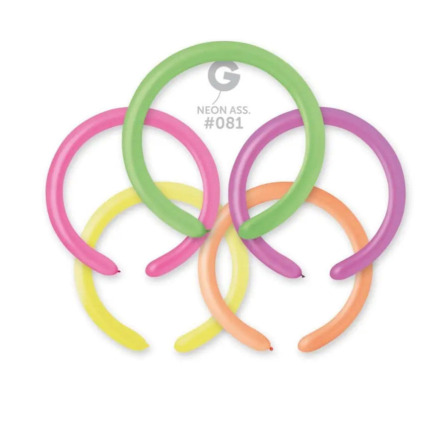 Palloncini Modellabili Fluo Neon Assortiti 2" – Gemar, 100 pz