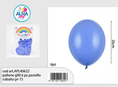 Palloncini G90 6pz pastello cobalto