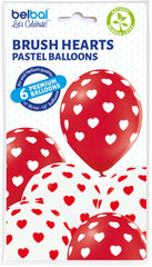 Brush Hearts Balloons 6pcs