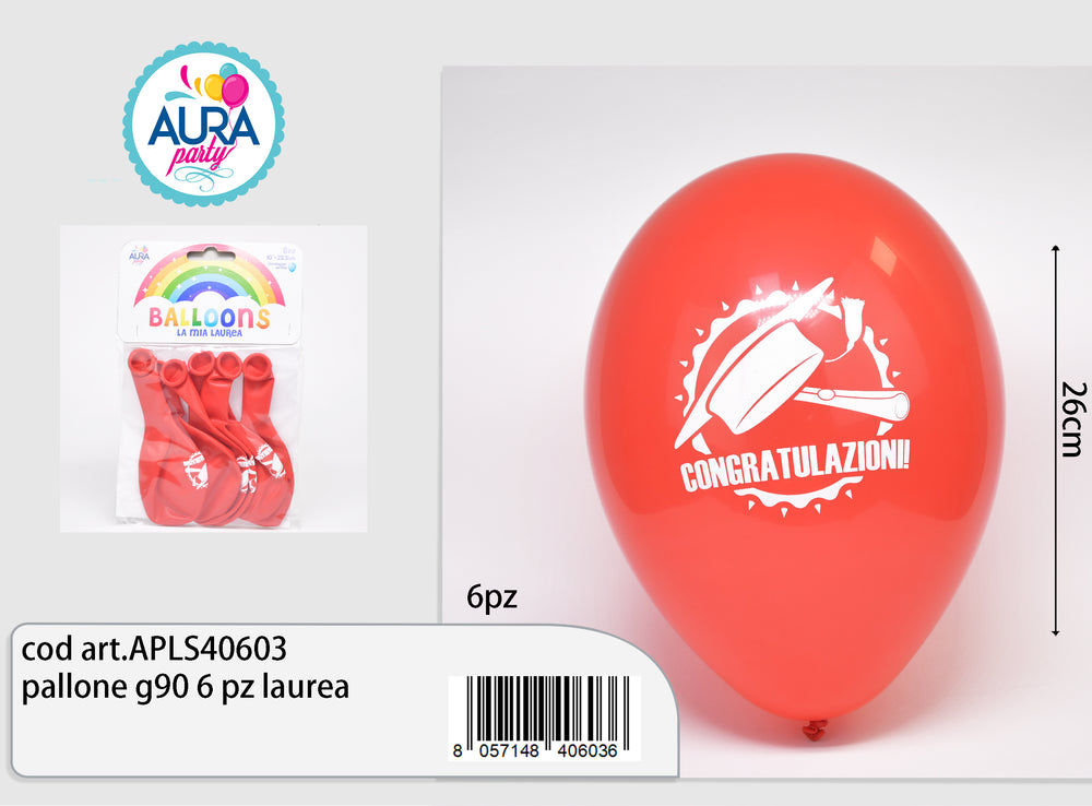 6pcs Graduation Theme Latex Balloons