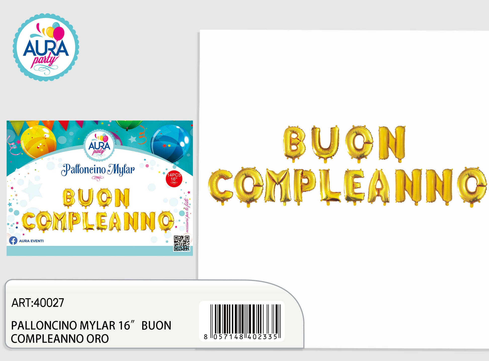 palloncini mylar buon compleanno 16inch oro