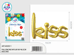 mylar kiss balloons 96x48.5cm gold