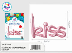 kiss mylar balloons 96x48.5cm pink