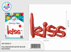Mylar Kiss balloons 96x48.5cm red
