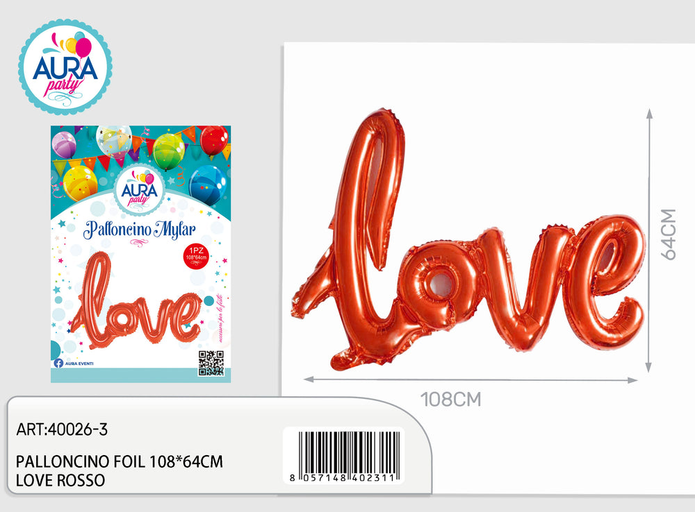 108x64cm red mylar love balloons