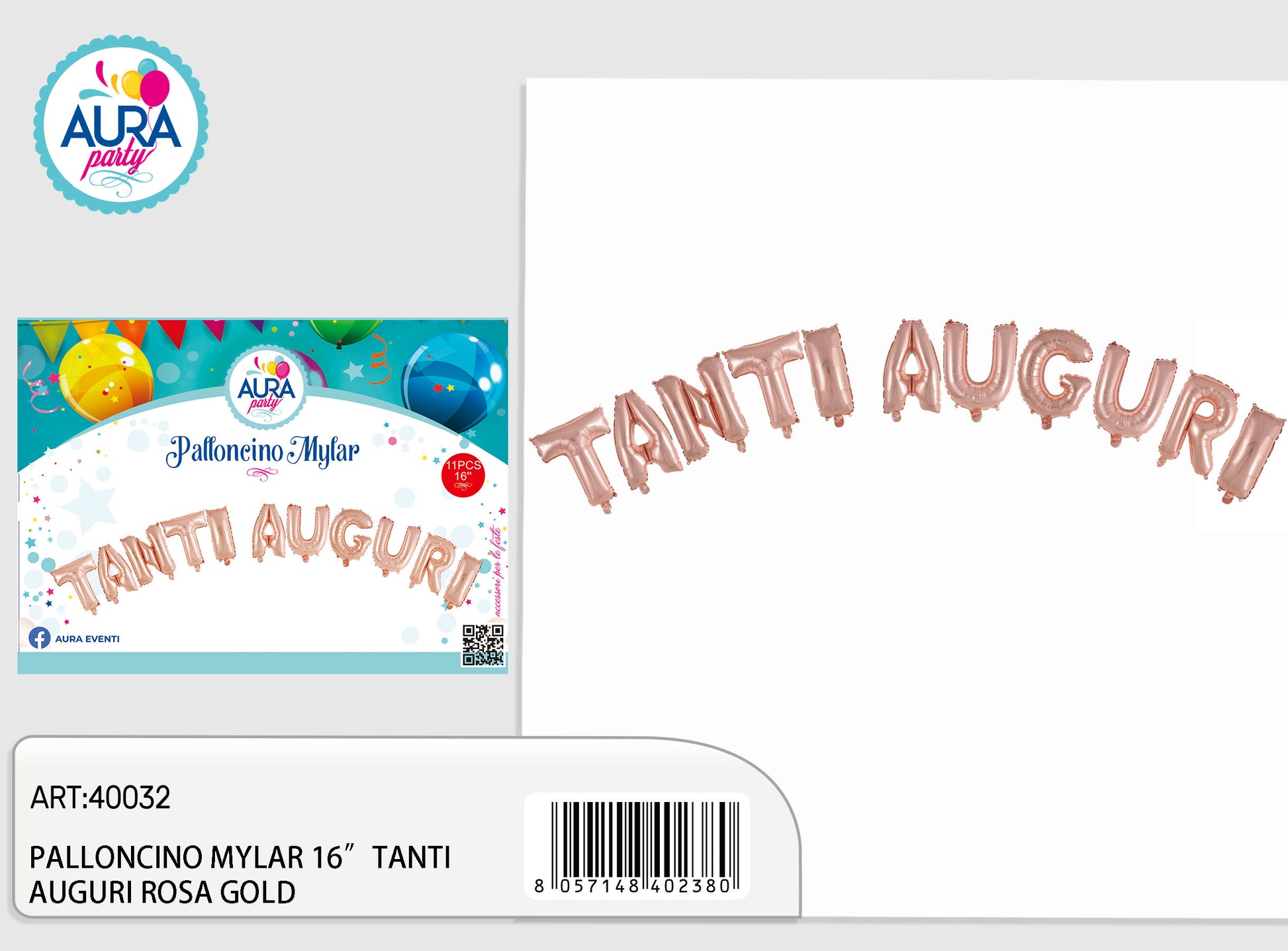 palloncini mylar tanti auguri 16inch rosa gold