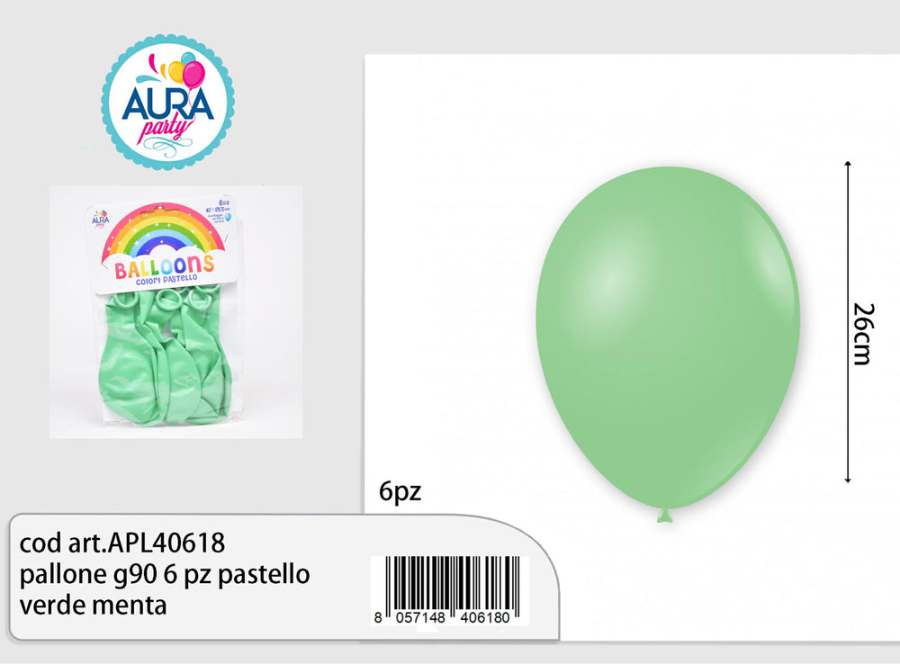 Palloncini in Lattice Pastello Verde Menta 10" (26 cm) – 6 pz