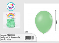 Palloncini G90 6pz pastello verde menta