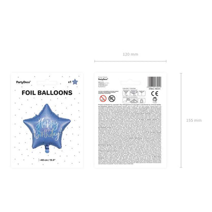 Foil balloon Happy Birthday 40cm navy blue