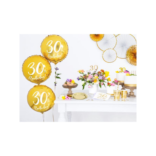Foil Balloon 30th Birthday oro 45cm