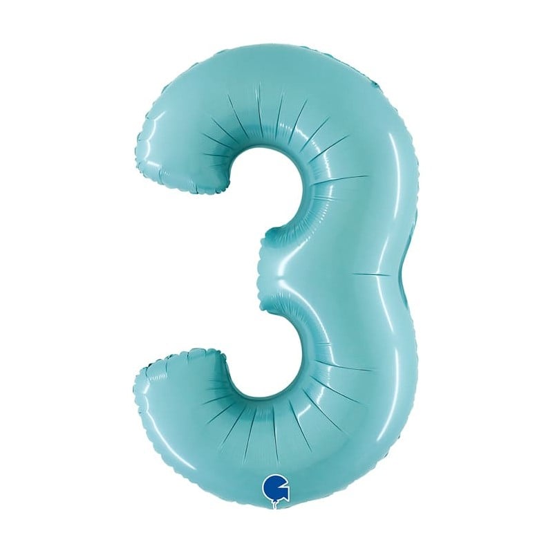 number 3 foil 100cm/40inch light blue