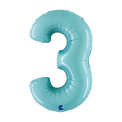 number 3 foil 100cm/40inch light blue