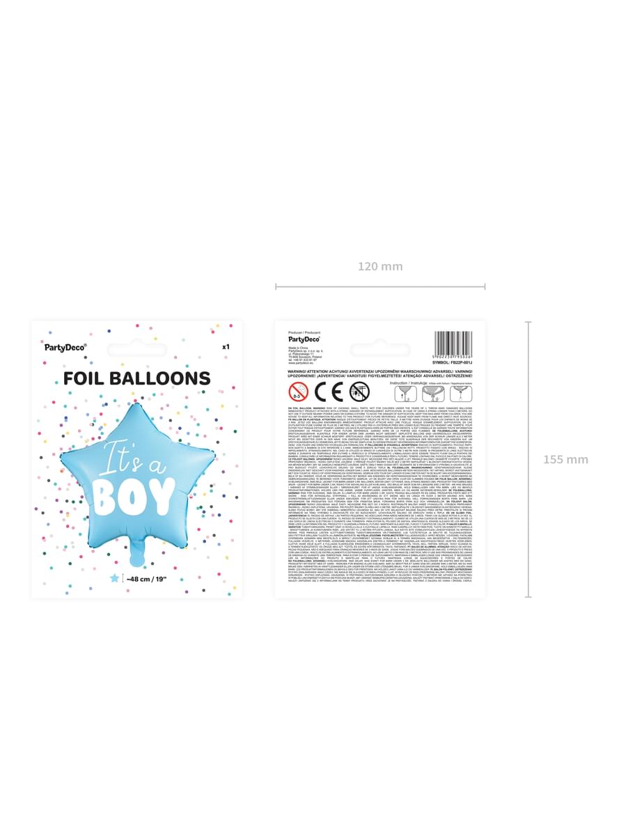 Foil Balloon Star - It's a boy. 48cm. light blue