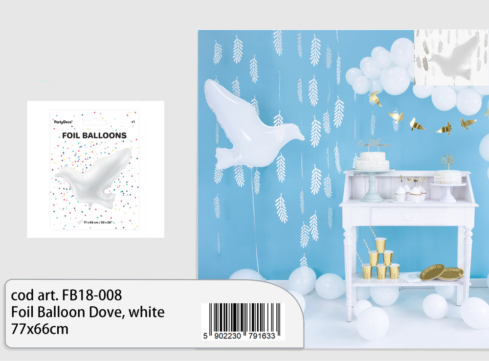 White dove foil balloon 77x66cm
