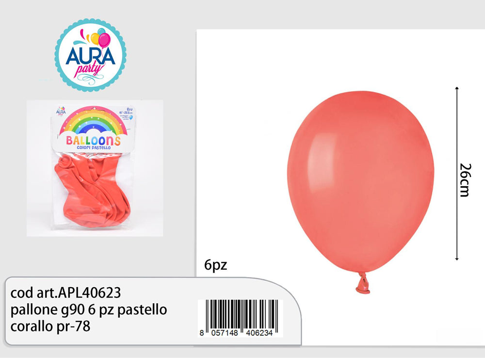 Palloncini in Lattice Pastello Corallo 10" (26 cm) – 6 pz