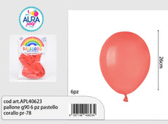 Palloncini G90 6pz pastello corallo
