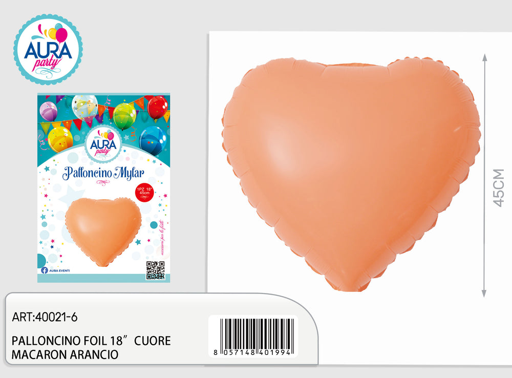 18-inch orange macaron heart foil balloon
