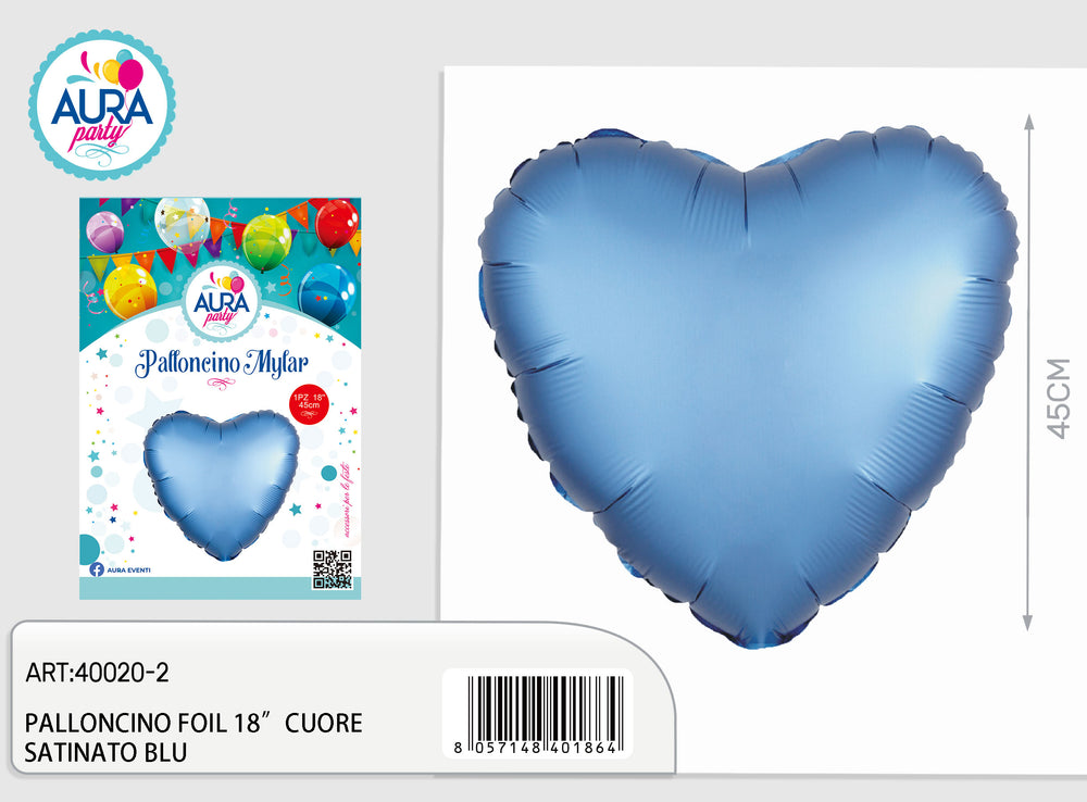 18-inch blue satin heart foil balloon