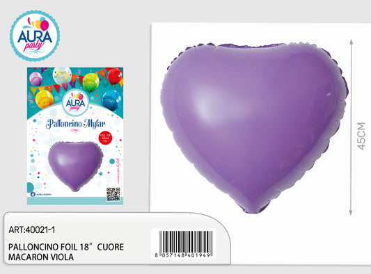 palloncino foil 18inch cuore macaron viola