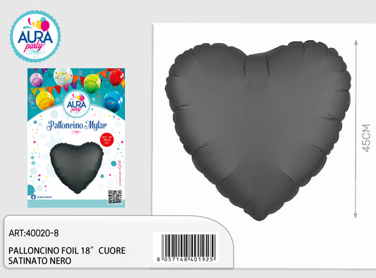 palloncino foil 18inch cuore satinato nero