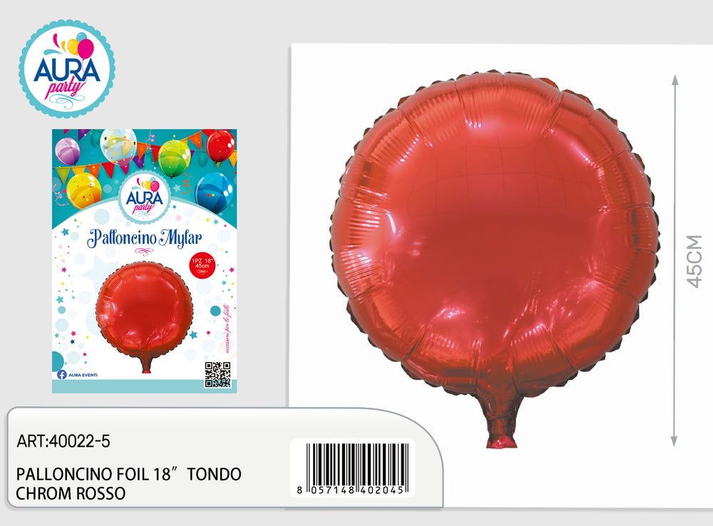 18-inch round red chrome foil balloon